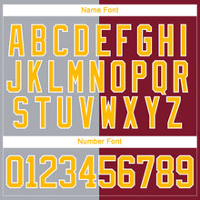 Charger l'image dans la galerie, Custom Crimson Gold Gray-White Split Fashion Hockey Lace Neck Jersey