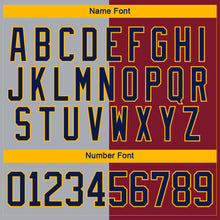 Charger l'image dans la galerie, Custom Crimson Navy Gray-Gold Split Fashion Hockey Lace Neck Jersey