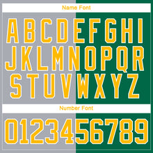 Charger l'image dans la galerie, Custom Kelly Green Gold Gray-White Split Fashion Hockey Lace Neck Jersey