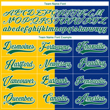 Load image into Gallery viewer, Custom Royal Kelly Green Yellow-White Split Fashion Hockey Lace Neck Jersey