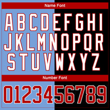 Charger l'image dans la galerie, Custom Black Red Powder Blue-White Split Fashion Hockey Lace Neck Jersey