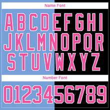 Laden Sie das Bild in den Galerie-Viewer, Custom Black Pink Powder Blue-White Split Fashion Hockey Lace Neck Jersey