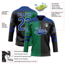 Charger l'image dans la galerie, Custom Black Royal Kelly Green-White Split Fashion Hockey Lace Neck Jersey