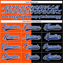Load image into Gallery viewer, Custom Black Royal Orange-White Split Fashion Hockey Lace Neck Jersey