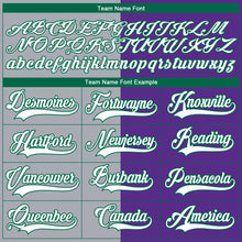 Charger l'image dans la galerie, Custom Purple Kelly Green Gray-White Split Fashion Hockey Lace Neck Jersey