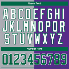 Charger l'image dans la galerie, Custom Purple Kelly Green Gray-White Split Fashion Hockey Lace Neck Jersey