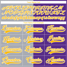 Charger l'image dans la galerie, Custom Purple Gold Gray-White Split Fashion Hockey Lace Neck Jersey