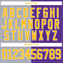 Charger l'image dans la galerie, Custom Purple Gold Gray-White Split Fashion Hockey Lace Neck Jersey