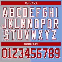 Load image into Gallery viewer, Custom Powder Blue Red Gray-White Split Fashion Hockey Lace Neck Jersey