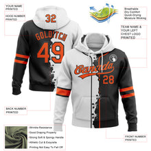 Load image into Gallery viewer, Custom Black Orange-White Split Ripped Pattern Baseball Pullover Sweatshirt Hoodie
