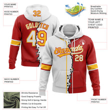 Load image into Gallery viewer, Custom Red White-Gold Split Ripped Pattern Baseball Pullover Sweatshirt Hoodie