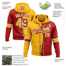 Charger l'image dans la galerie, Custom Red Gold-White Split Ripped Pattern Baseball Pullover Sweatshirt Hoodie