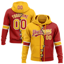 Charger l'image dans la galerie, Custom Red Gold-White Split Ripped Pattern Baseball Pullover Sweatshirt Hoodie
