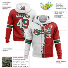 Laden Sie das Bild in den Galerie-Viewer, Custom Red White-Kelly Green Split Ripped Pattern Baseball Pullover Sweatshirt Hoodie