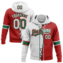 Laden Sie das Bild in den Galerie-Viewer, Custom Red White-Kelly Green Split Ripped Pattern Baseball Pullover Sweatshirt Hoodie