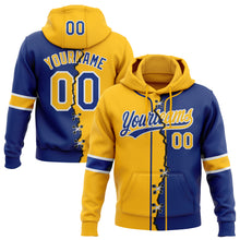 Laden Sie das Bild in den Galerie-Viewer, Custom Royal Gold-White Split Ripped Pattern Baseball Pullover Sweatshirt Hoodie