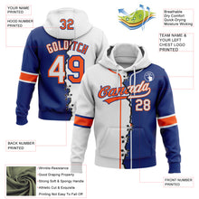 Charger l'image dans la galerie, Custom Royal White-Orange Split Ripped Pattern Baseball Pullover Sweatshirt Hoodie