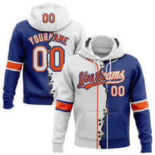 Charger l'image dans la galerie, Custom Royal White-Orange Split Ripped Pattern Baseball Pullover Sweatshirt Hoodie