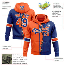 Load image into Gallery viewer, Custom Royal Orange-White Split Ripped Pattern Baseball Pullover Sweatshirt Hoodie