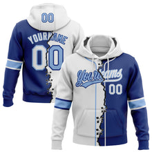 Load image into Gallery viewer, Custom Royal White-Light Blue Split Ripped Pattern Baseball Pullover Sweatshirt Hoodie