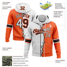 Laden Sie das Bild in den Galerie-Viewer, Custom Orange White-Brown Split Ripped Pattern Baseball Pullover Sweatshirt Hoodie