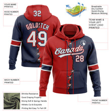 Load image into Gallery viewer, Custom Navy White-Red Split Ripped Pattern Baseball Pullover Sweatshirt Hoodie