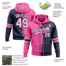 Load image into Gallery viewer, Custom Navy White-Pink Split Ripped Pattern Baseball Pullover Sweatshirt Hoodie