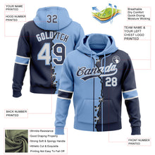 Load image into Gallery viewer, Custom Navy White-Light Blue Split Ripped Pattern Baseball Pullover Sweatshirt Hoodie