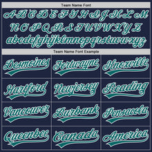 Load image into Gallery viewer, Custom Navy Teal-White Split Ripped Pattern Baseball Pullover Sweatshirt Hoodie