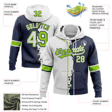 Load image into Gallery viewer, Custom Navy White-Neon Green Split Ripped Pattern Baseball Pullover Sweatshirt Hoodie