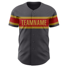 Загрузить изображение в средство просмотра галереи, Custom Steel Gray Red-Old Gold Authentic Baseball Jersey