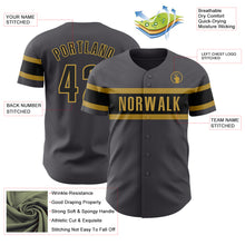 Laden Sie das Bild in den Galerie-Viewer, Custom Steel Gray Black-Old Gold Authentic Baseball Jersey