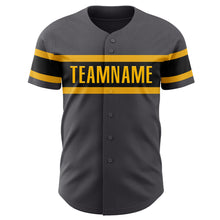 Загрузить изображение в средство просмотра галереи, Custom Steel Gray Black-Gold Authentic Baseball Jersey