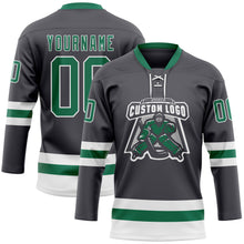 Charger l'image dans la galerie, Custom Steel Gray Kelly Green-White Hockey Lace Neck Jersey