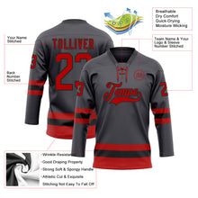 Charger l'image dans la galerie, Custom Steel Gray Red-Black Hockey Lace Neck Jersey
