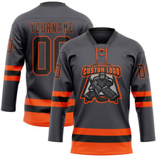 Charger l'image dans la galerie, Custom Steel Gray Black-Orange Hockey Lace Neck Jersey