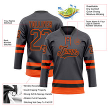 Charger l'image dans la galerie, Custom Steel Gray Black-Orange Hockey Lace Neck Jersey