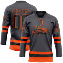 Charger l'image dans la galerie, Custom Steel Gray Black-Orange Hockey Lace Neck Jersey
