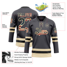Charger l'image dans la galerie, Custom Steel Gray Vintage USA Flag Cream-Black Hockey Lace Neck Jersey