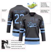 Charger l'image dans la galerie, Custom Steel Gray Light Blue-Black Hockey Lace Neck Jersey