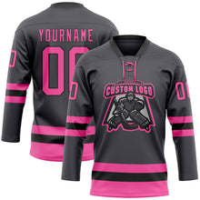 Charger l'image dans la galerie, Custom Steel Gray Pink-Black Hockey Lace Neck Jersey