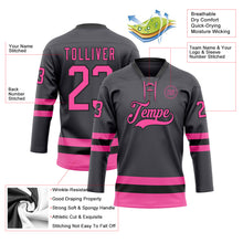 Charger l'image dans la galerie, Custom Steel Gray Pink-Black Hockey Lace Neck Jersey