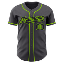 Laden Sie das Bild in den Galerie-Viewer, Custom Steel Gray Black-Neon Green Authentic Baseball Jersey