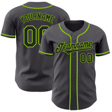 Laden Sie das Bild in den Galerie-Viewer, Custom Steel Gray Black-Neon Green Authentic Baseball Jersey