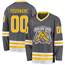 Загрузить изображение в средство просмотра галереи, Custom Steel Gray Gold-White Hockey Jersey