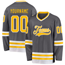Загрузить изображение в средство просмотра галереи, Custom Steel Gray Gold-White Hockey Jersey