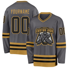 Charger l'image dans la galerie, Custom Steel Gray Black-Old Gold Hockey Jersey