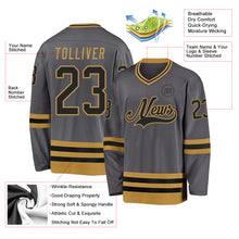 Charger l'image dans la galerie, Custom Steel Gray Black-Old Gold Hockey Jersey