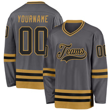 Charger l'image dans la galerie, Custom Steel Gray Black-Old Gold Hockey Jersey