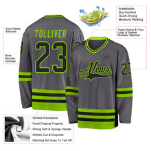 Charger l'image dans la galerie, Custom Steel Gray Black-Neon Green Hockey Jersey